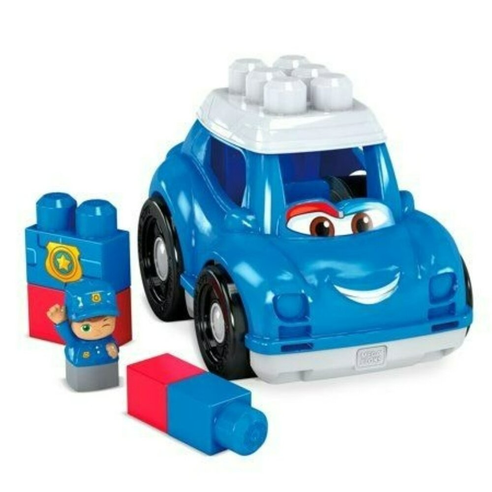 NWT Mega Bloks First Builders Peter Police Car Big Building Blocks 6 Pieces - Picture 2 of 8